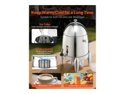 Distribuidor de Bebidas SucceBuy, 12 L, Fonte de Água Quente e Fria em Aço Inoxidável, Distribuição de Chá, para Café^ Acessório Vinho E Bar