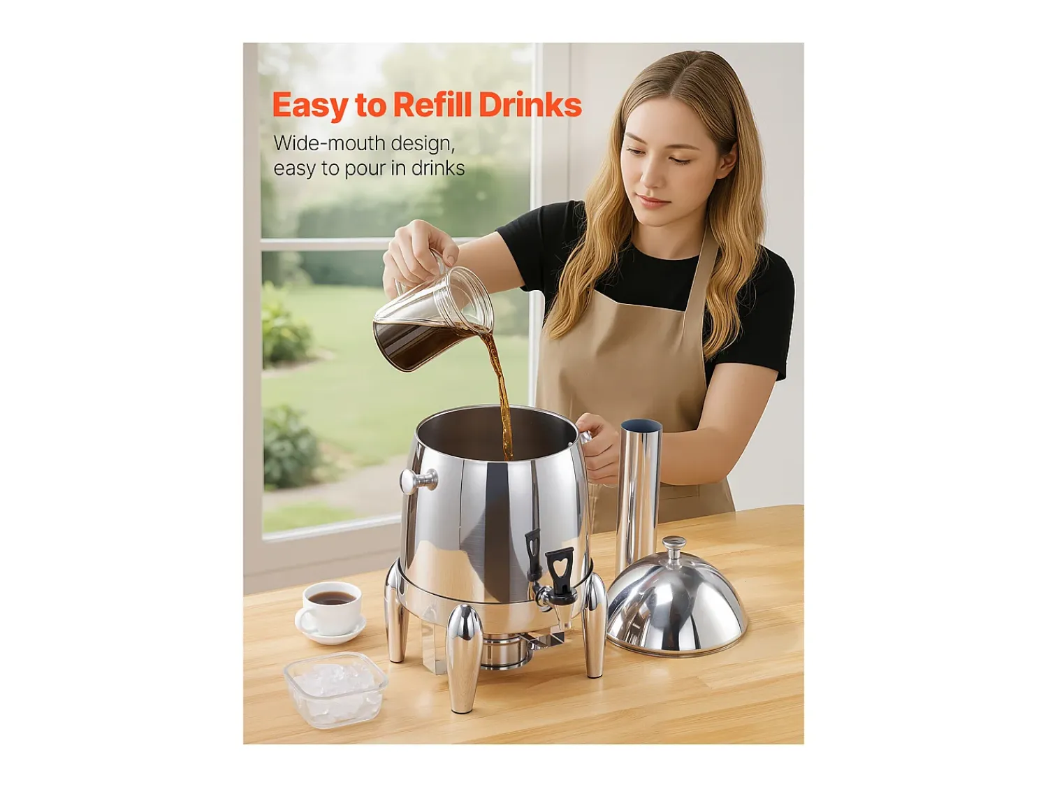 Distribuidor de Bebidas SucceBuy, 12 L, Fonte de Água Quente e Fria em Aço Inoxidável, Distribuição de Chá, para Café^ Acessório Vinho E Bar