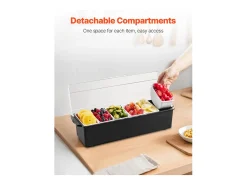 Acessório Vinho E Bar* Distribuidor de Temperos Refrigerado SucceBuy, com 6 Compartimentos e Tampa, 50,3x16,5x11,7 cm Preto