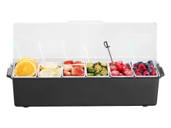 Acessório Vinho E Bar* Distribuidor de Temperos Refrigerado SucceBuy, com 6 Compartimentos e Tampa, 50,3x16,5x11,7 cm Preto
