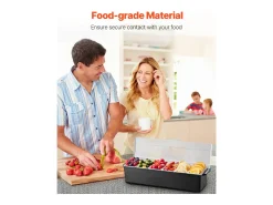 Acessório Vinho E Bar* Distribuidor de Temperos Refrigerado SucceBuy, com 6 Compartimentos e Tampa, 50,3x16,5x11,7 cm Preto