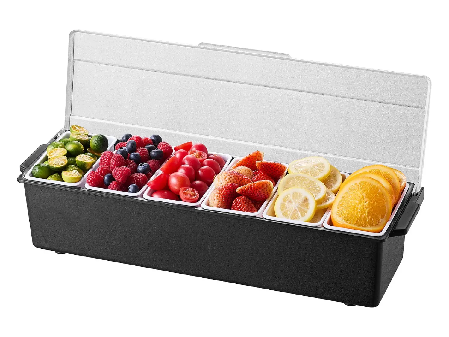 Acessório Vinho E Bar* Distribuidor de Temperos Refrigerado SucceBuy, com 6 Compartimentos e Tampa, 50,3x16,5x11,7 cm Preto