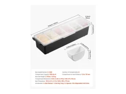 Acessório Vinho E Bar* Distribuidor de Temperos Refrigerado SucceBuy, com 6 Compartimentos e Tampa, 50,3x16,5x11,7 cm Preto