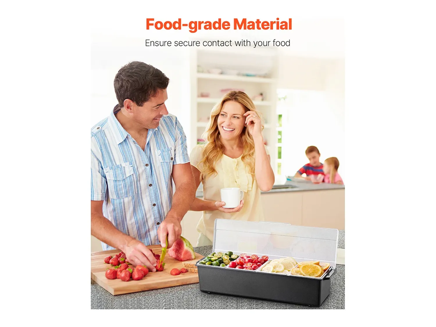 Best Distribuidor de Temperos Refrigerado SucceBuy, com 4 Compartimentos e Tampa, 50,3x16,5x11,7 cm Preto