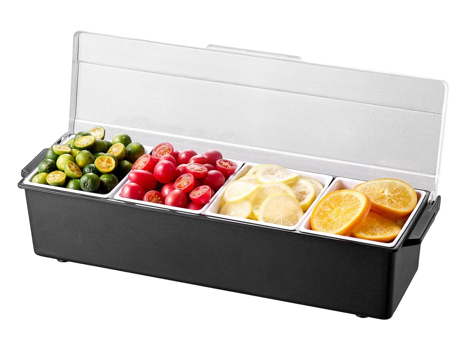 Best Distribuidor de Temperos Refrigerado SucceBuy, com 4 Compartimentos e Tampa, 50,3x16,5x11,7 cm Preto