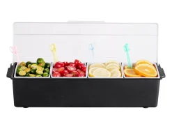 Best Distribuidor de Temperos Refrigerado SucceBuy, com 4 Compartimentos e Tampa, 50,3x16,5x11,7 cm Preto