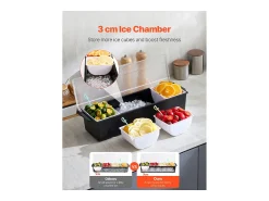 Best Distribuidor de Temperos Refrigerado SucceBuy, com 4 Compartimentos e Tampa, 50,3x16,5x11,7 cm Preto