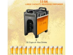Acessório Vinho E Bar* Distribuidor SucceBuy de Bebidas Isotérmicas de 9.5 L, para Bebidas Quentes e Frias, PEBD de Qualidade Alimentar