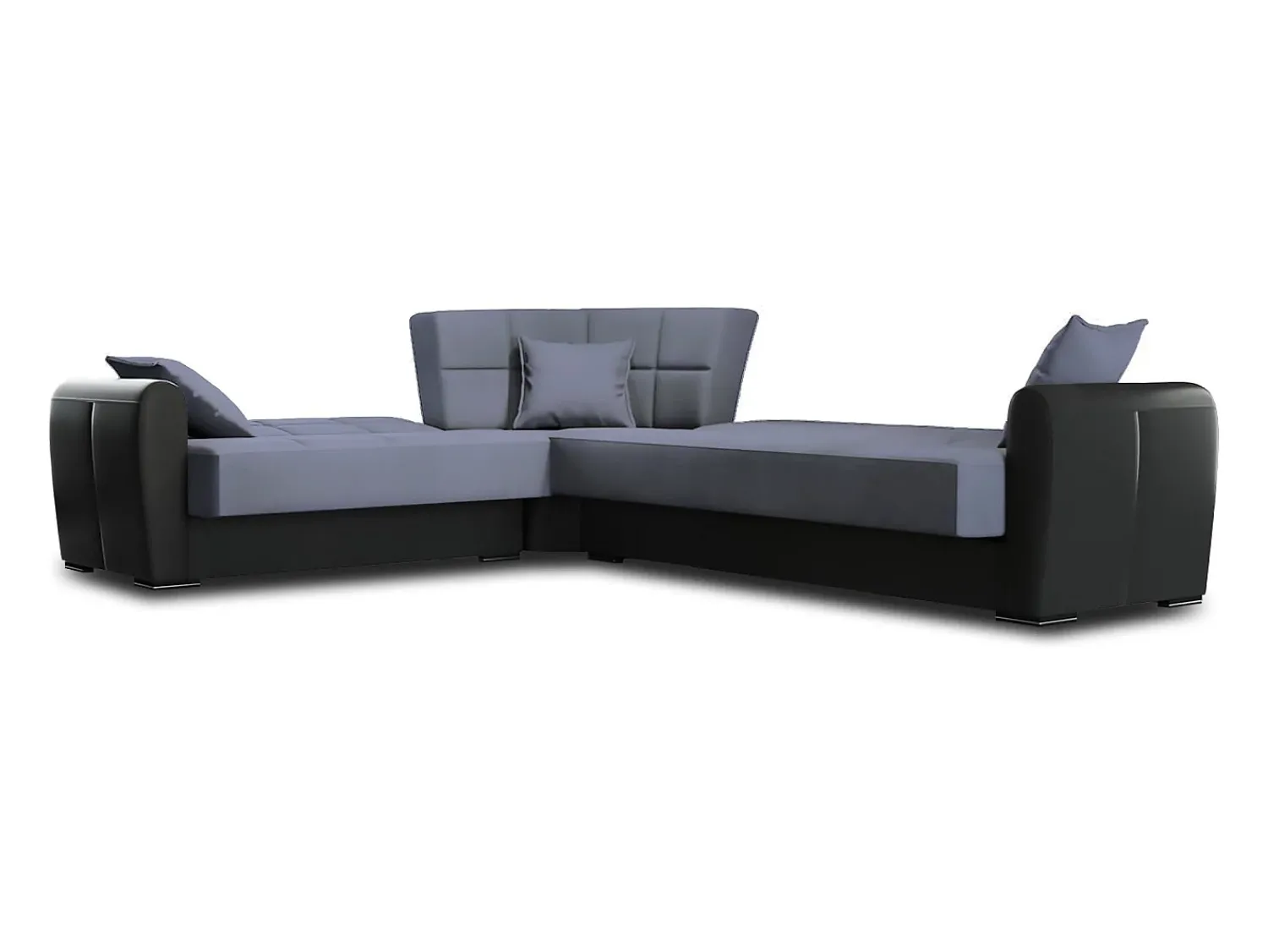 Best Dmora Divano letto con penisola Matias, Divano contenitore ad angolo in ecopelle e tessuto, Sofà con apertura click-clack, 305x238h91 cm, Nero e Grigio Preto