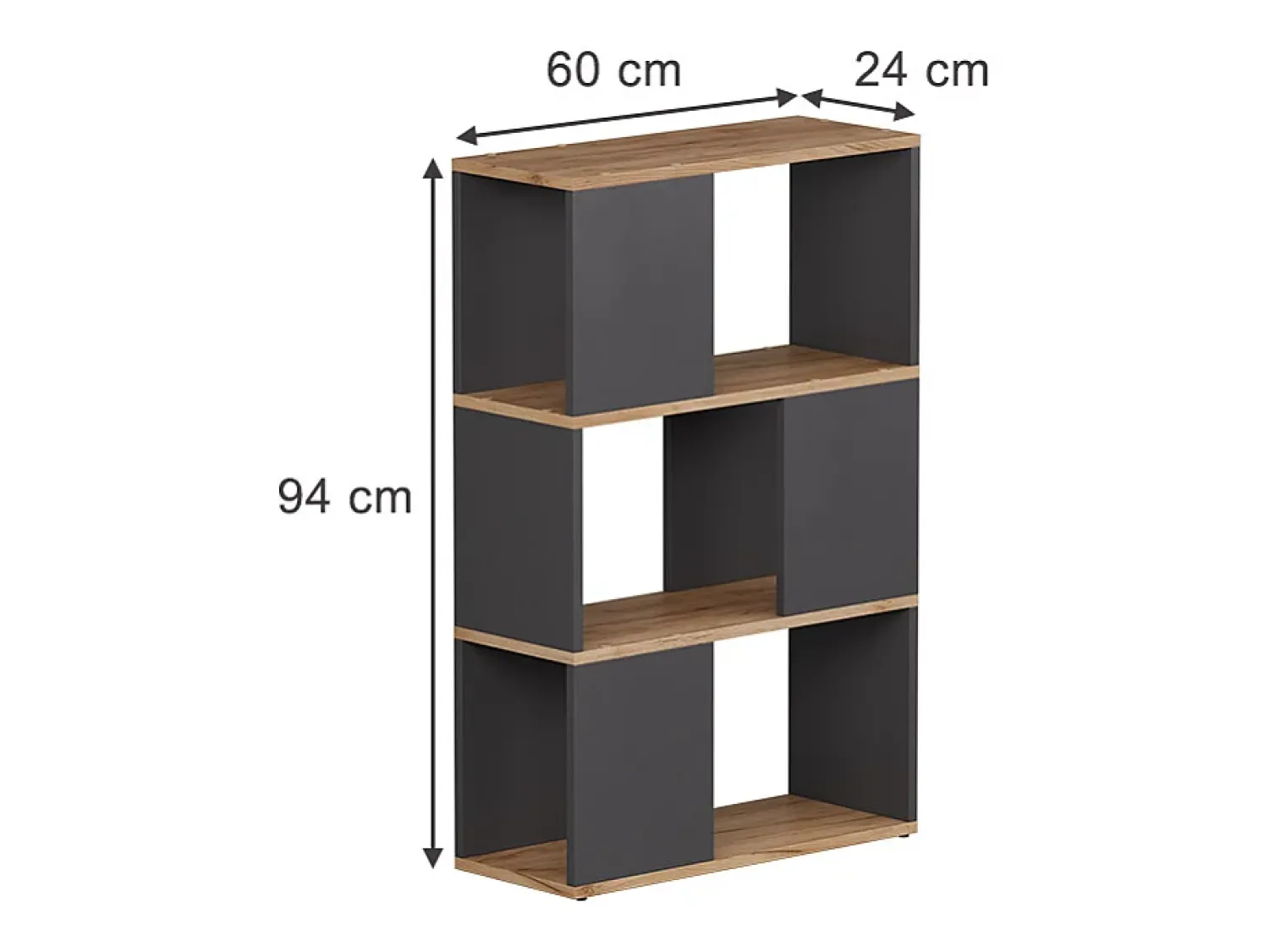 Hot Vicco Divisória de ambiente carvalho antracite/goldkraft 60x24x94 eneos Cinza antracite