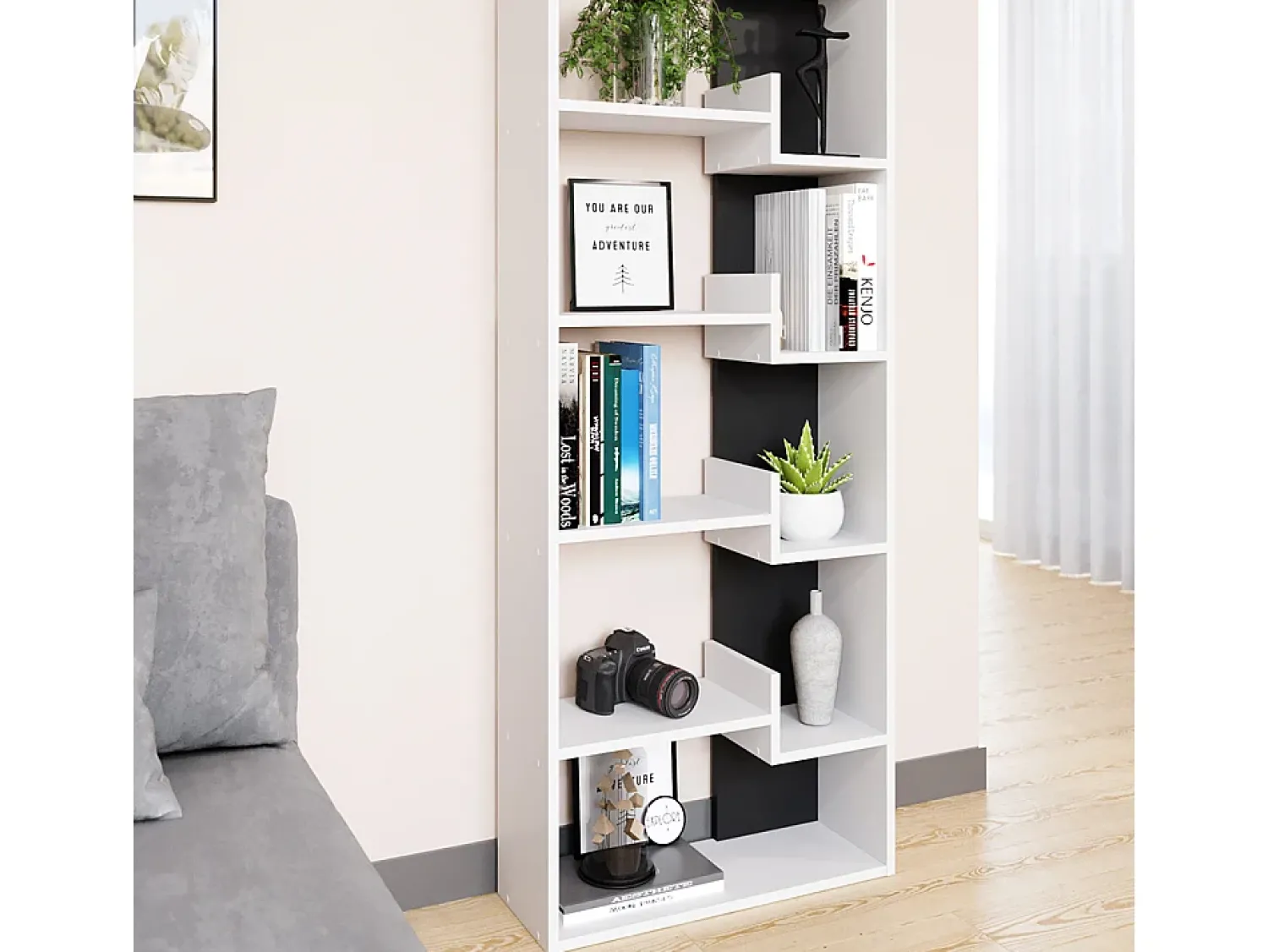 Prateleira|Vicco Divisória de sala antracite 61x22.1x160.2 fico Cinza antracite