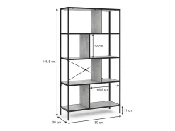 Vicco Divisória de sala betão 80x30x146 fyrk^ Prateleira