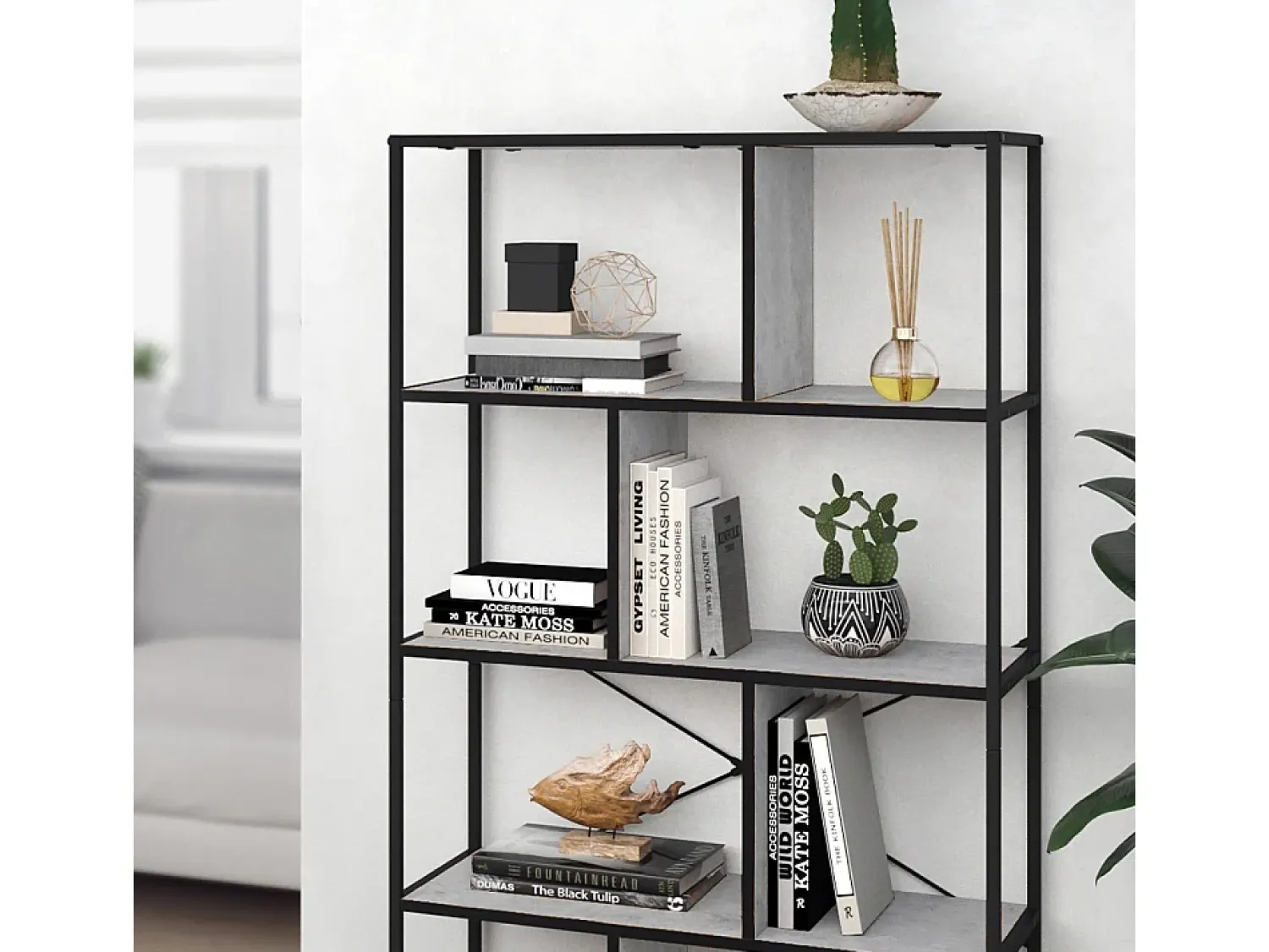 Vicco Divisória de sala betão 80x30x146 fyrk^ Prateleira