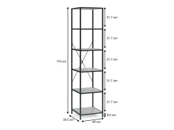 Prateleira|Vicco Divisória de sala betão 40x39.5x174 fyrk Cinzento claro