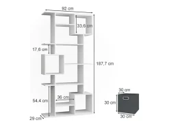 New Vicco Divisória de sala 92x29x187.7 cube Branco