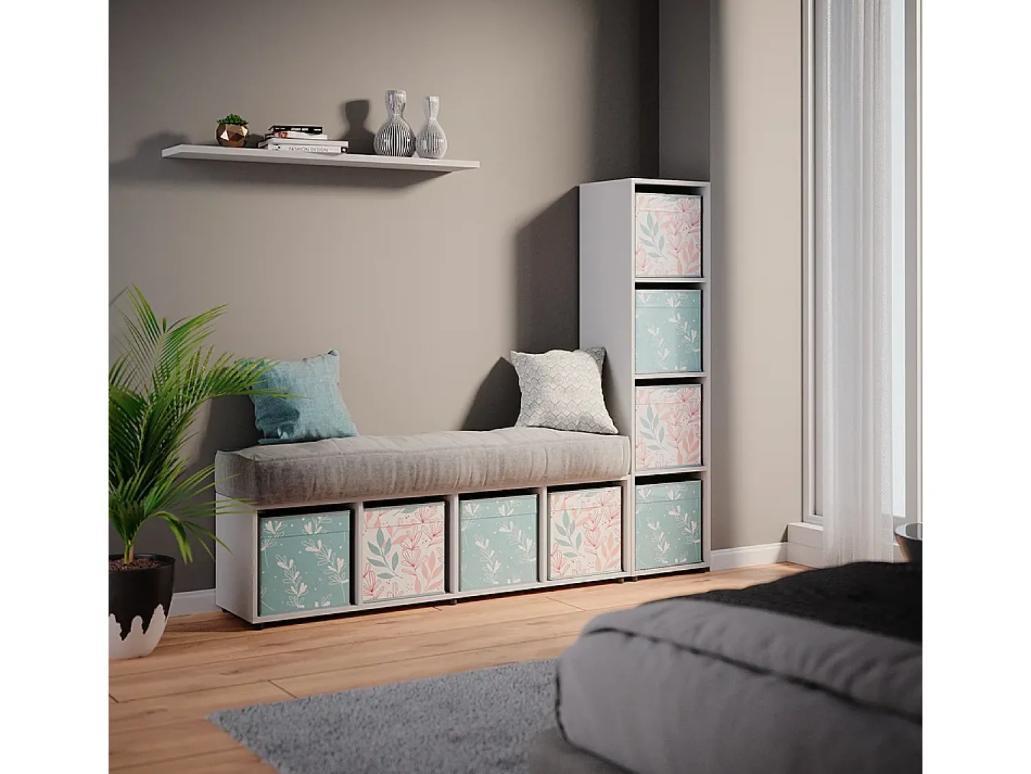Prateleira|Vicco Divisória de sala 142.5x33x36.2 ludus Branco