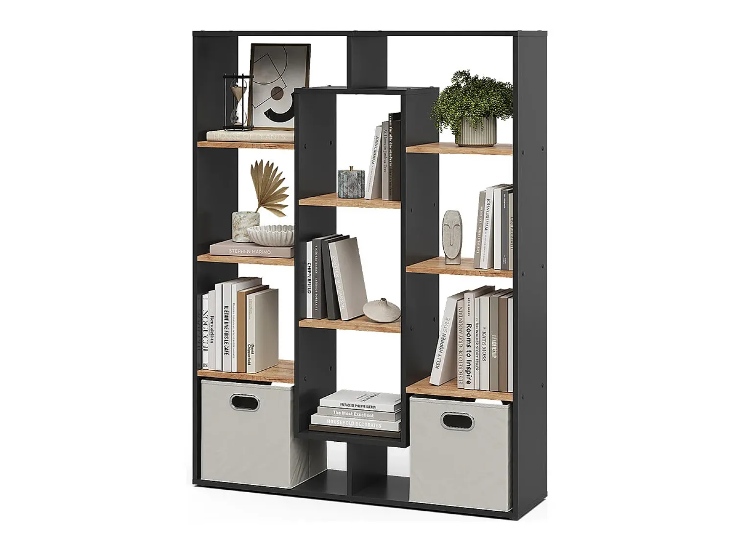 Prateleira*Vicco Divisória de sala carvalho antracite/goldkraft 107.2x29x143 Cinza antracite