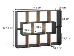 Prateleira*Vicco Divisória de sala carvalho antracite/goldkraft 107.2x29x143 Cinza antracite