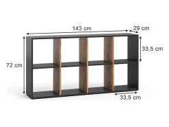 Clearance Vicco Divisória de sala carvalho antracite/goldkraft 143x29x72 scutum Cinza antracite