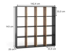 Sale Vicco Divisória de sala carvalho antracite/goldkraft 142.4x29x143 karree Cinza antracite