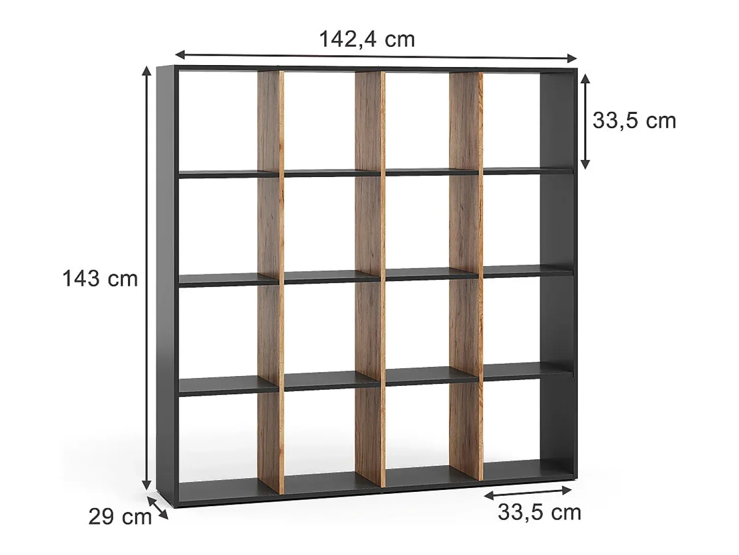 Sale Vicco Divisória de sala carvalho antracite/goldkraft 142.4x29x143 karree Cinza antracite