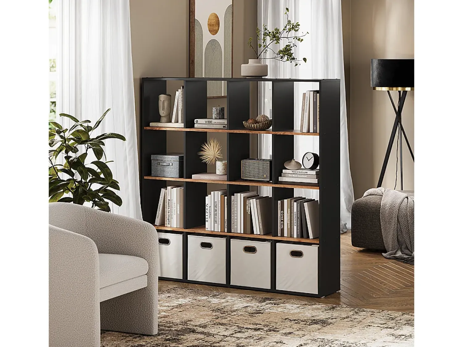 Sale Vicco Divisória de sala carvalho antracite/goldkraft 142.4x29x143 karree Cinza antracite