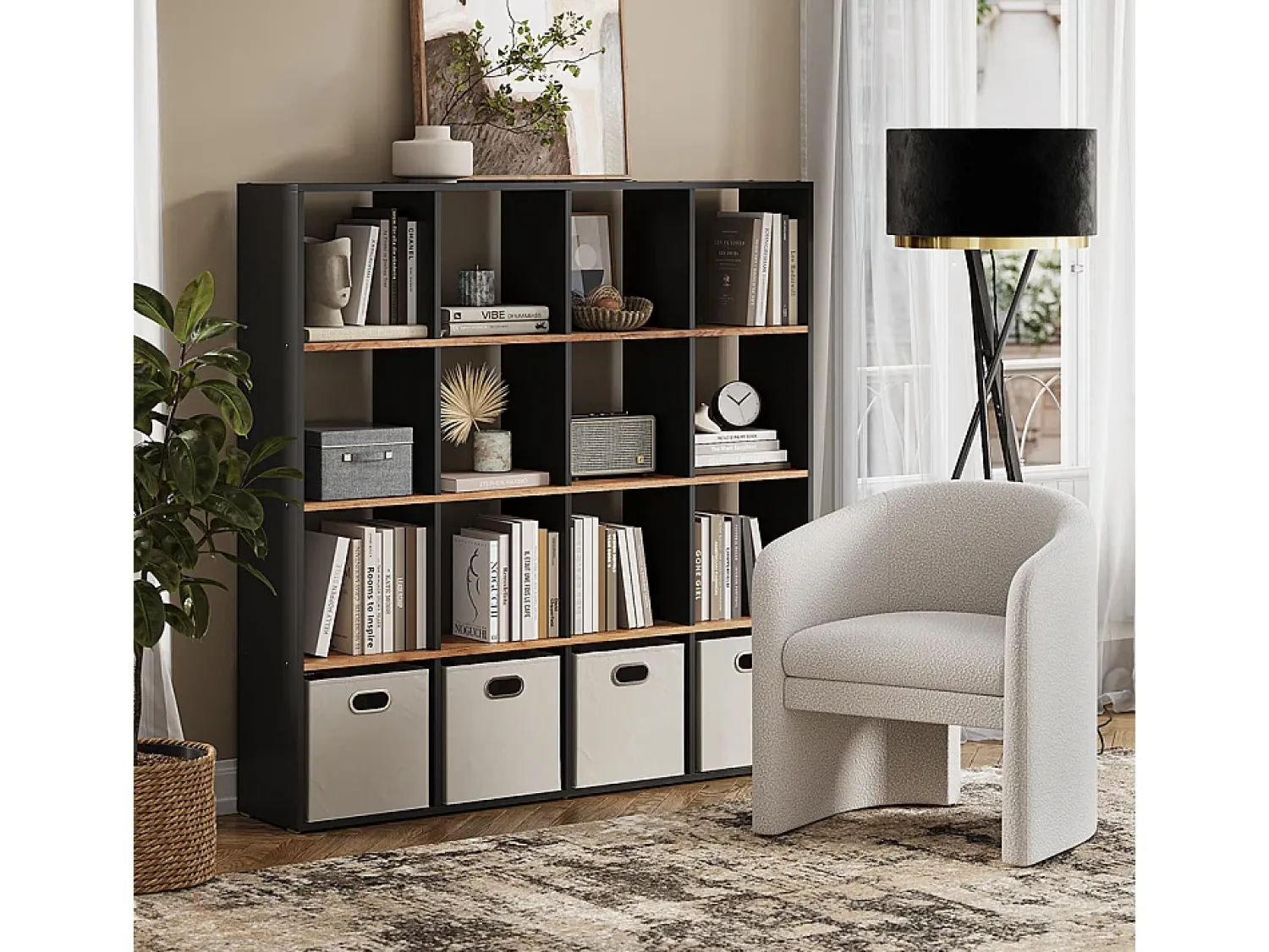 Sale Vicco Divisória de sala carvalho antracite/goldkraft 142.4x29x143 karree Cinza antracite