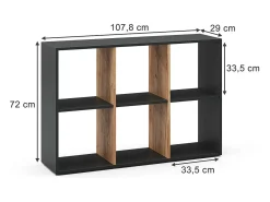New Vicco Divisória de sala carvalho antracite/goldkraft 72x29x107.8 karree Cinza antracite