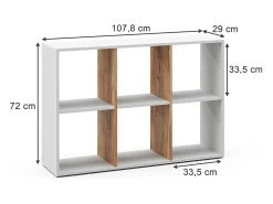 Vicco Divisória de sala carvalho branco/dourado 72x29x107.8 karree Natural escuro