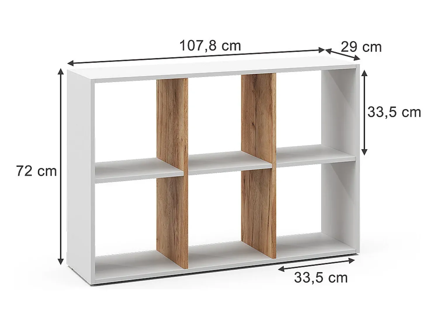 Vicco Divisória de sala carvalho branco/dourado 72x29x107.8 karree Natural escuro