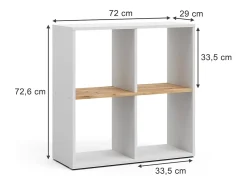Prateleira|Vicco Divisória de sala carvalho branco/dourado 72x29x72.6 tetra Natural escuro