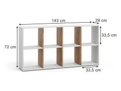 Prateleira*Vicco Divisória de sala carvalho branco/dourado 143x29x72 scutum Natural escuro