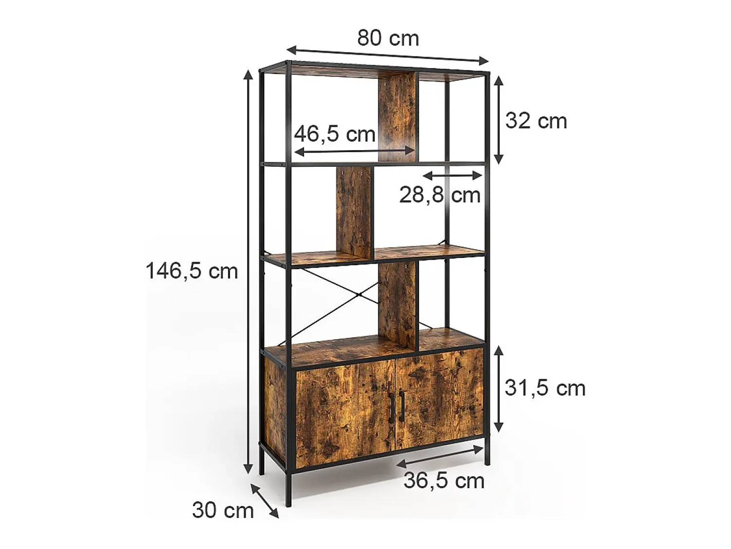 Sale Vicco Divisória de sala carvalho rústico 80x30x146.5 fyrk Natural escuro