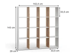 Prateleira|Vicco Divisória de sala carvalho branco/dourado 142.4x29x143 karree Natural escuro