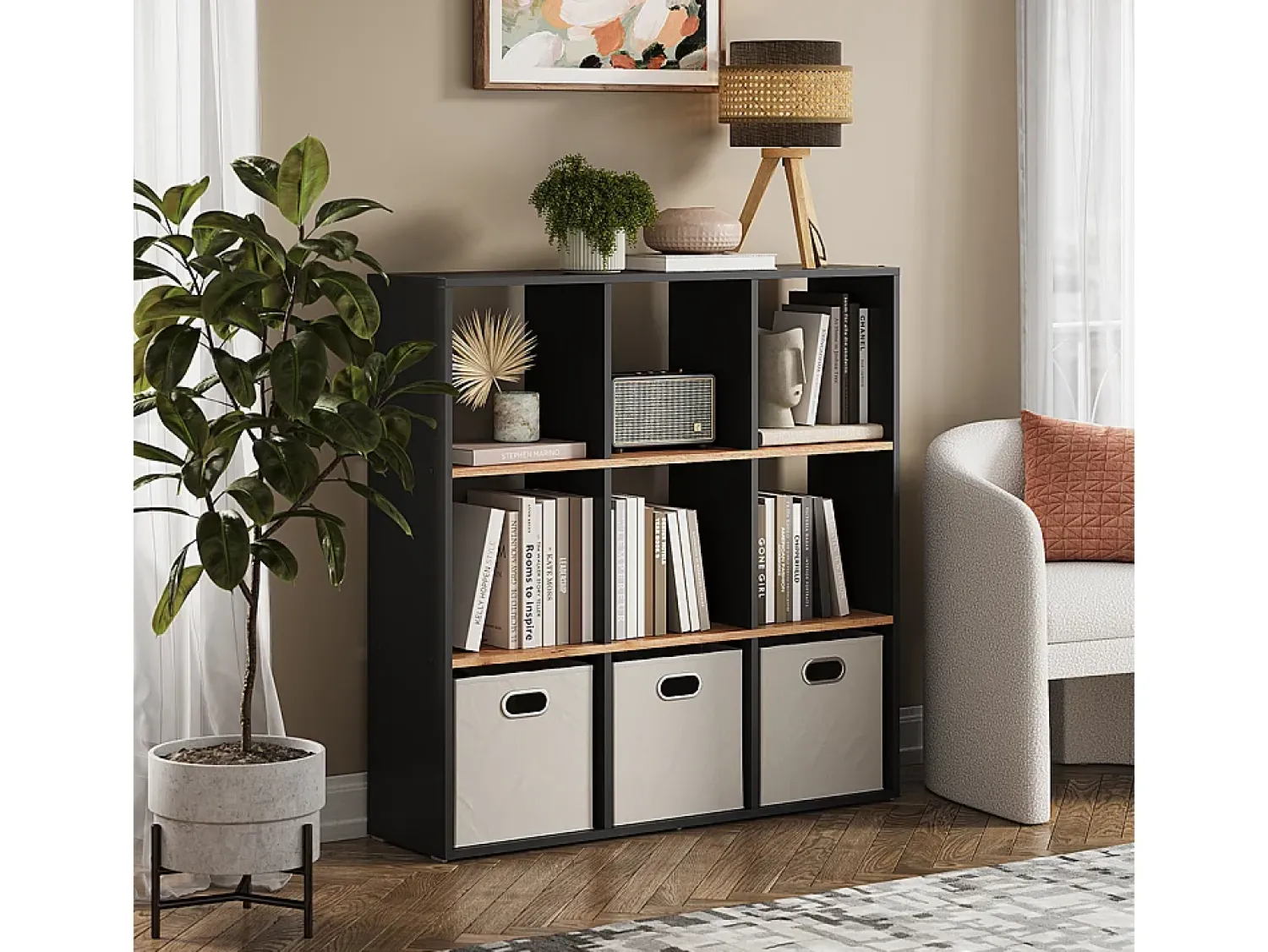 Prateleira*Vicco Divisória de sala carvalho antracite/goldkraft 107.2x29x107.8 nove Cinza antracite