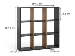 Prateleira*Vicco Divisória de sala carvalho antracite/goldkraft 107.2x29x107.8 nove Cinza antracite