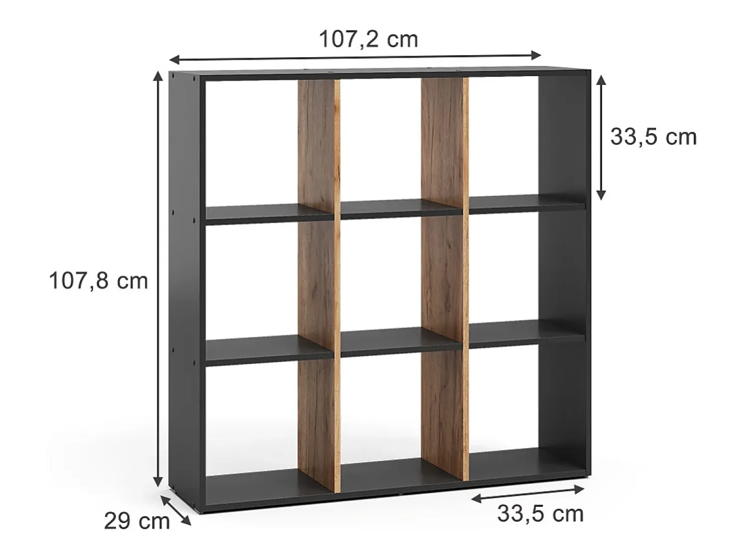 Prateleira*Vicco Divisória de sala carvalho antracite/goldkraft 107.2x29x107.8 nove Cinza antracite