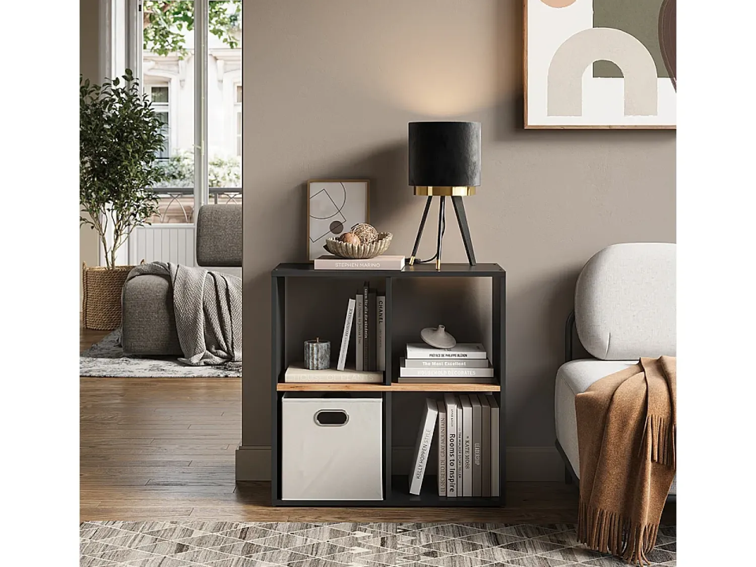 Vicco Divisória de sala carvalho antracite/goldkraft 72x29x72.6 tetra^ Prateleira