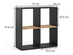 Vicco Divisória de sala carvalho antracite/goldkraft 72x29x72.6 tetra^ Prateleira