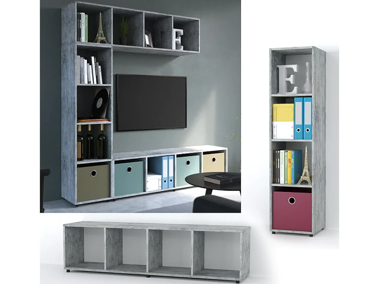 Clearance Vicco Divisória de sala cinza 142.5x33x36.2 ludus Cinzento