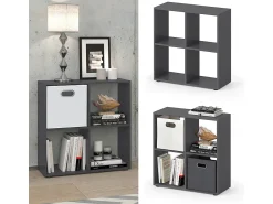 Prateleira*Vicco Divisória de sala cinza 72.6x29x72 tetra Cinzento