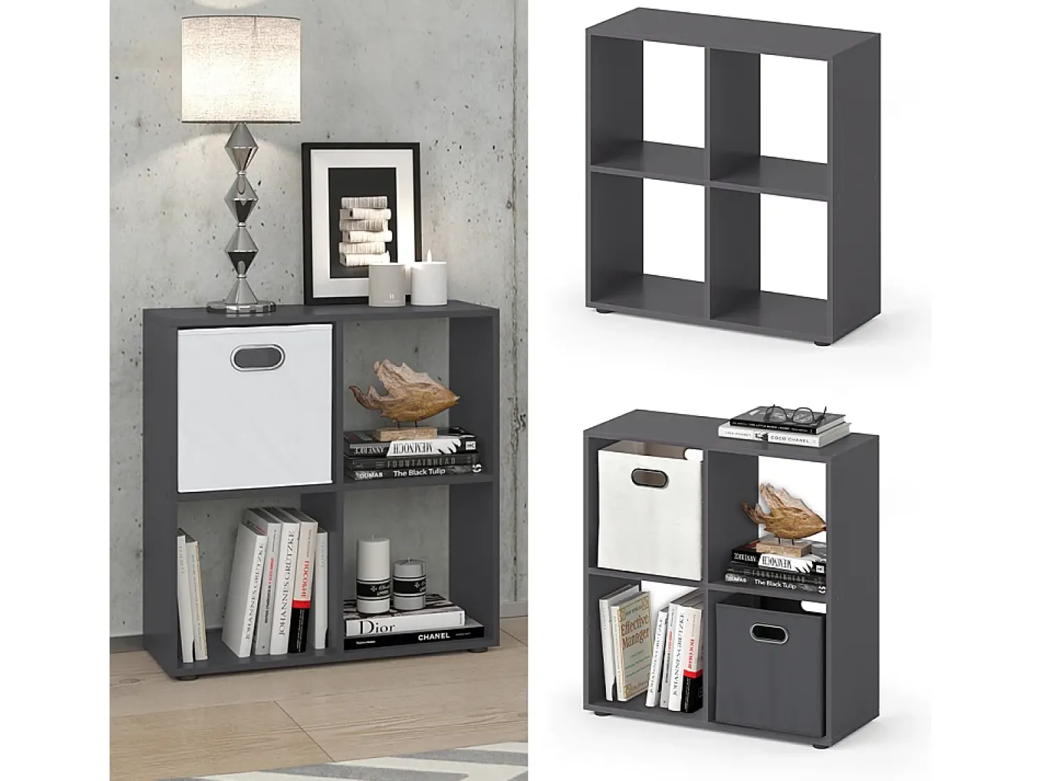 Prateleira*Vicco Divisória de sala cinza 72.6x29x72 tetra Cinzento