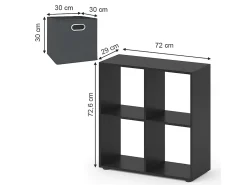 Prateleira|Vicco Divisória de sala cinza 72.6x29x72 tetra Cinzento