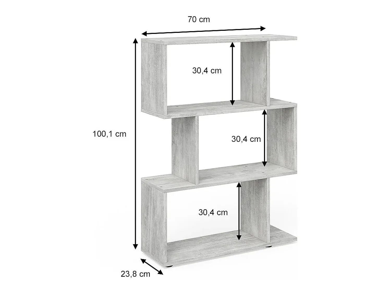 Prateleira*Vicco Divisória de sala cinza 70x23.8x97.4 levio Cinzento