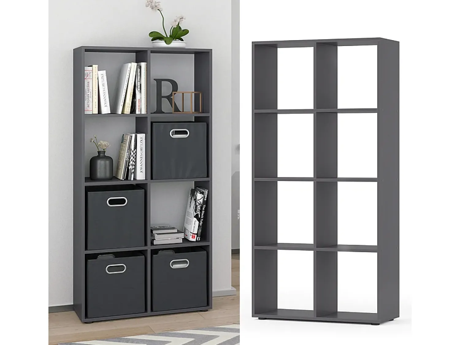 Vicco Divisória de sala cinza 143x29x72 scutum^ Prateleira