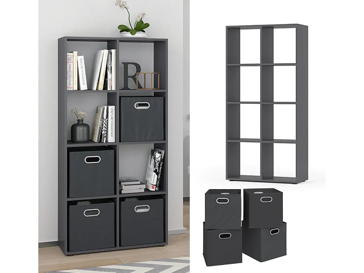 Prateleira*Vicco Divisória de sala cinza 143x29x72 scutum Cinzento