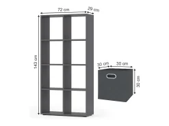 Prateleira*Vicco Divisória de sala cinza 143x29x72 scutum Cinzento