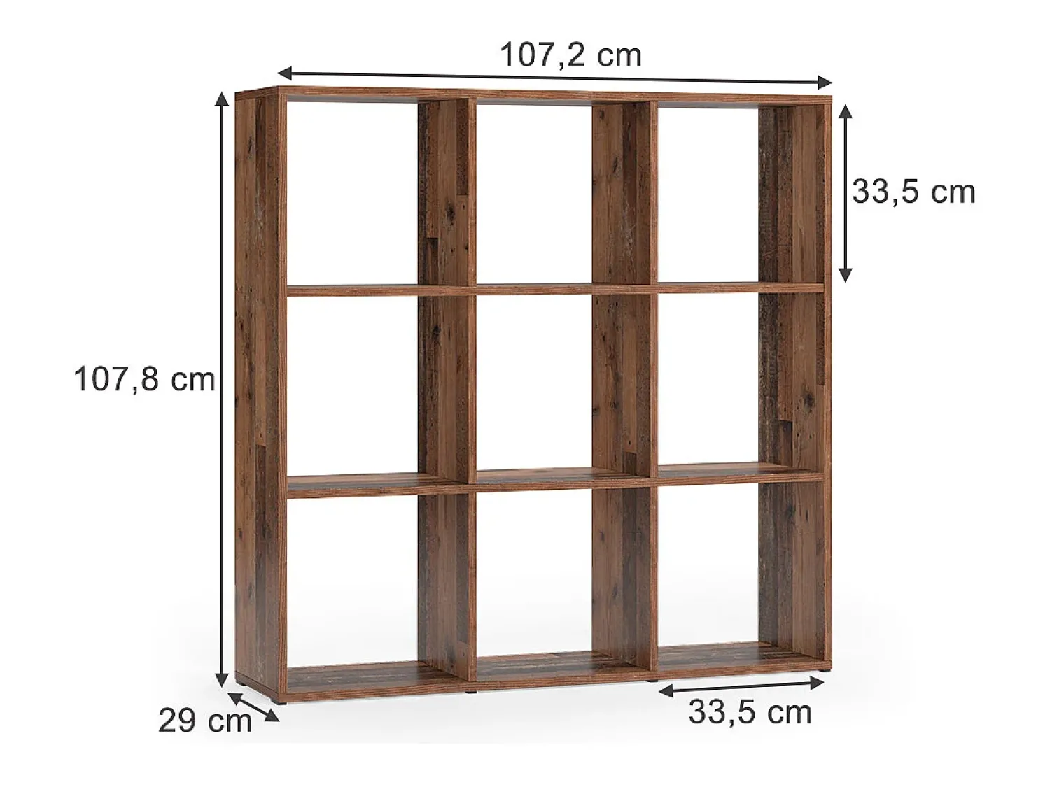 Prateleira*Vicco Divisória de sala madeira antiga 104x29x108 nove Castanho