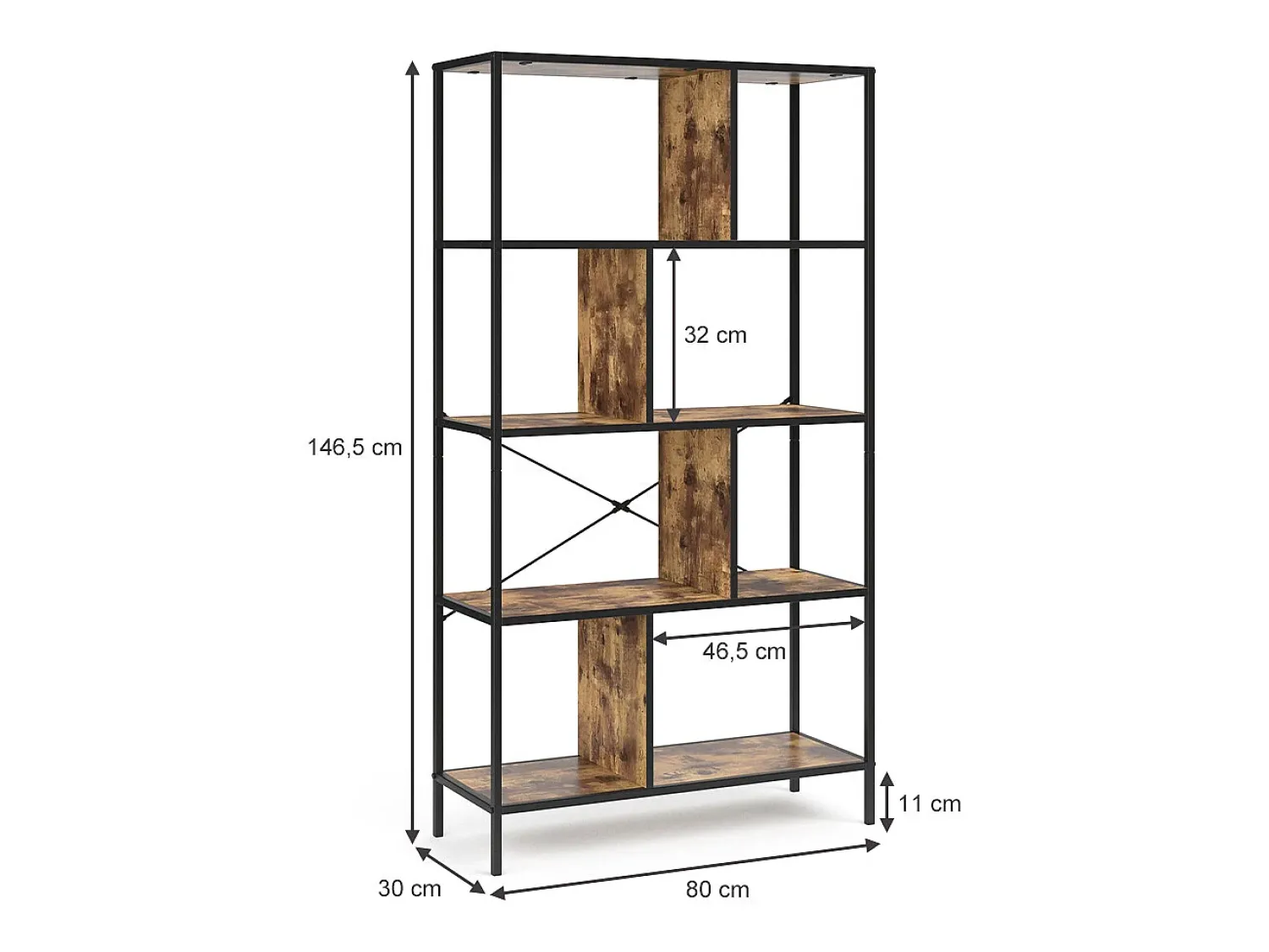 Prateleira|Vicco Divisória de sala madeira antiga 80x30x146 fyrk Castanho