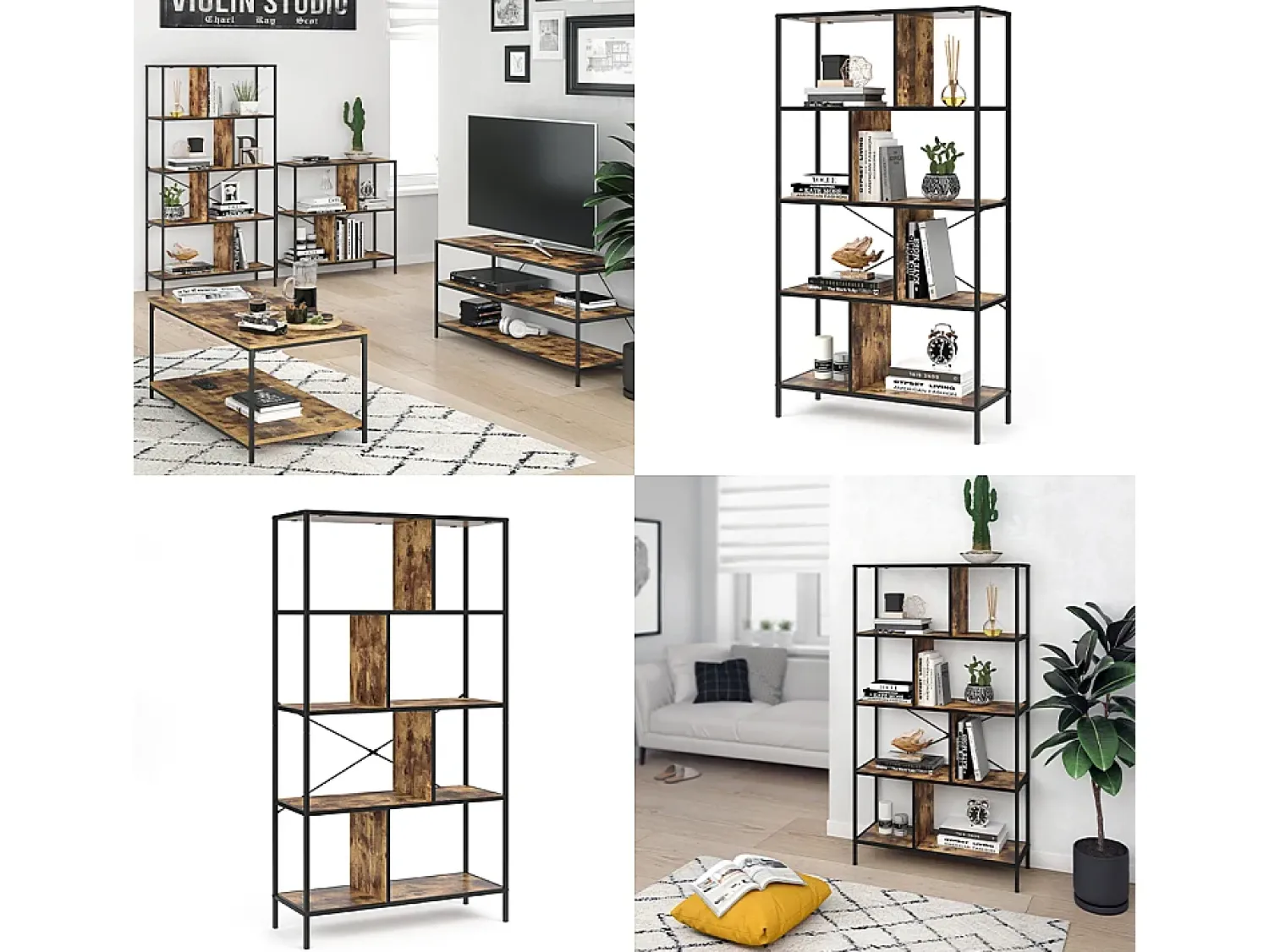 Prateleira|Vicco Divisória de sala madeira antiga 80x30x146 fyrk Castanho
